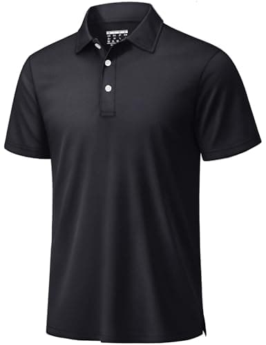 TACVASEN Mens Golf Shirt Dry Fit Mens Polo Shirts Short Sleeve Performance Golf Polos for Men with Collar Work Shirts Black, S