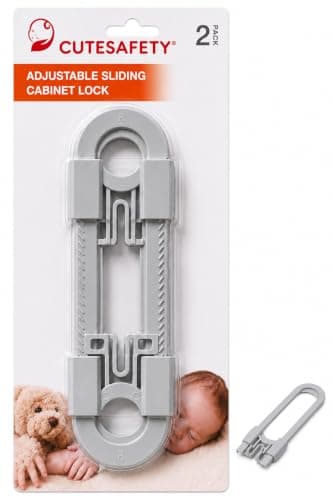 CUTESAFETY Child Proof Cabinet Locks, Baby Proofing, 2 Pack, Gray