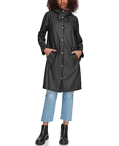 Levi's Women's Classic Hooded Rain Parka, Black, Small