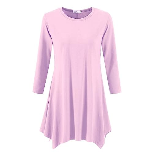 Topdress Women's Swing Tunic Tops 3/4 Sleeve T-Shirts Blush Pink 2X