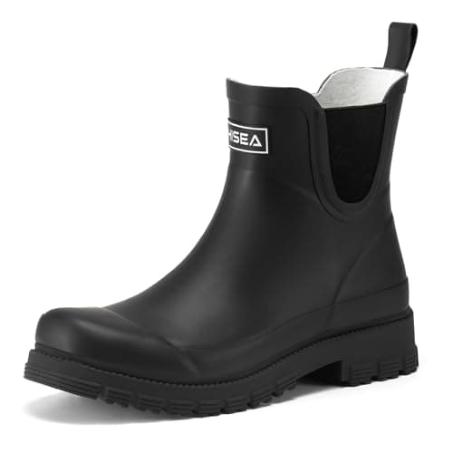 HISEA Women's Ankle Rubber Rain Boots, Waterproof Lightweight Chelsea Short Booties for Ladies, Non-Slip Fashion Garden Mud Shoes with Comfort Insole