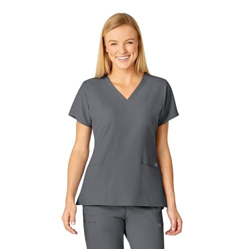 WINK W123 Women's Stylized V-Neck Scrub Top, Pewter, XS