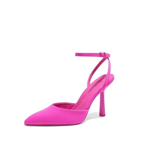 DREAM PAIRS High Heels for Women Closed Pointed Toe Dress Shoes for Women Ankle Strap Stiletto Heel Party Wedding Sexy Pump Shoes,Size 6.5,Hot Pink,SDPU2496W