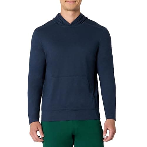 Amazon Essentials Men's Athletic Soft Performance Lightweight Gym Workout Hoodie Sweatshirt, Space Dye Navy, Large