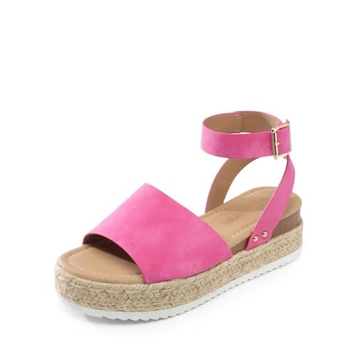 DREAM PAIRS Women's Platform Espadrilles Casual Ankle Strap Wedge Sandals Comfortable Dressy Summer Shoes,Size 7,Hot Pink,SDPW2359W