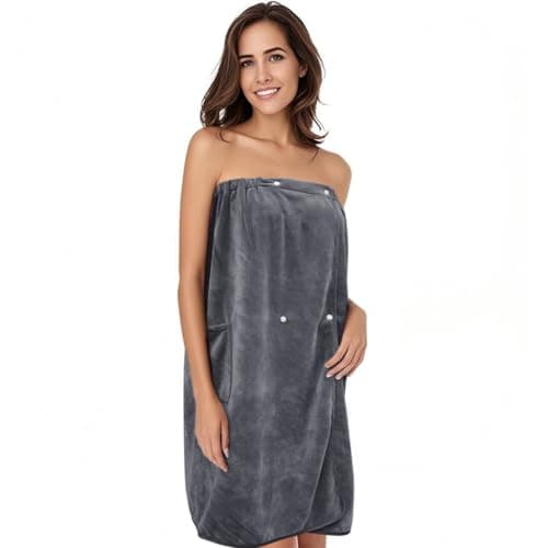 SINLAND Microfiber Women Spa Wrap Bath Body Towels, Grey, 32"x80"