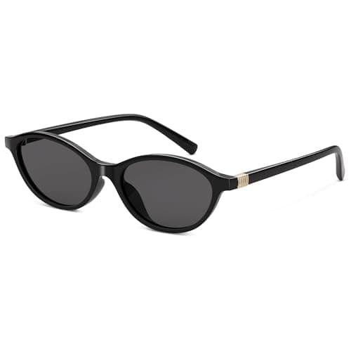 ELITERA Retro Oval Sunglasses for Women,90s Small Cat Eye Vintage Y2K Sunnies, Trendy Designer UV Protection Sun Glasses-blackgrey