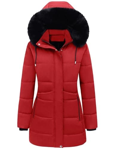 Gihuo Women's Winter Long Puffer Coat Quilted Warm Parka Jacket with Removable Hood
