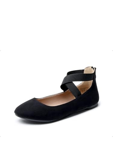 DREAM PAIRS Women's Comfortable Fashion Elastic Ankle Straps Flats Shoes,Size 6.5,Black,Sole_Stretchy