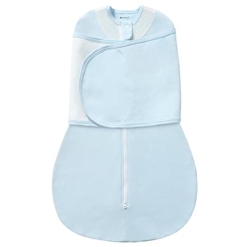 usbettas Swaddles for Newborns, Safe Sleep Swaddle Sack with Mesh Design, Breathable 100% Cotton Sleepsack New-Parent-Friendly 0-3 Month, 3-Way Adjustable Transitional Swaddle, Blue