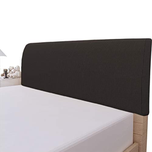 Easy-Going Stretch Bed Headboard Cover,Small Square Jacquard Headboard Slipcover, Dustproof Bed Head Cover for Bedroom (Twin,Chocolate)
