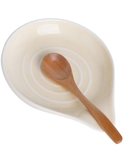 KITCHENLESTAR Ceramic Spoon Rest for Stove Top, 6.1 x 5 Inch Large Spoon Holder for Cooking Utensils, Spatula & Coffee Spoons, Farmhouse Kitchen Décor(Yellow 1pc)