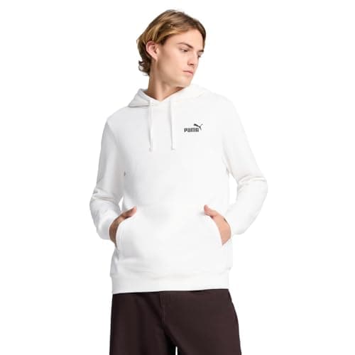 PUMA Men's Essentials Small Logo Fleece Hoodie, White AH25, XX-Large Tall