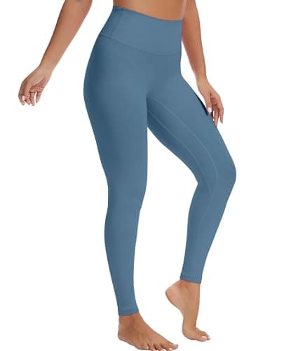 VIMPEP Women’s Buttery Soft High Waisted 25” Inseam Leggings No Front Seam Yoga Pants Tummy Control, for Workout Lounge YJ03 Oasis Blue S