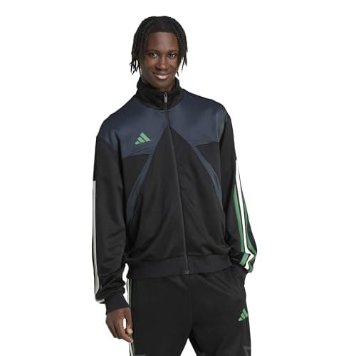 adidas Men's House Of Tiro Nations Pack Track Top, Black/Dark Grey/Collegiate Green, X-Large