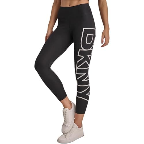 DKNY Women's Performance Legging,Black/White,Large