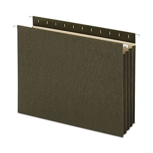 Universal Hanging Bottom File Pockets, 1 Section, 3.5" Capacity, Letter Size, Standard Green, 10/Box