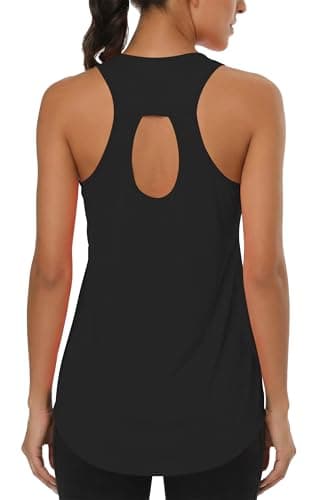 Cakulo Womens Workout Athletic Tank Tops Loose Gym Yoga Racerback Sleeveless Running Sports Shirts Tops Black M