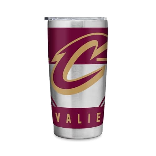 Rico Industries NBA Basketball Cleveland Cavaliers 20oz Stainless Steel Tumbler with Lid - Great For Coffee, Tea, Water or Cocktails