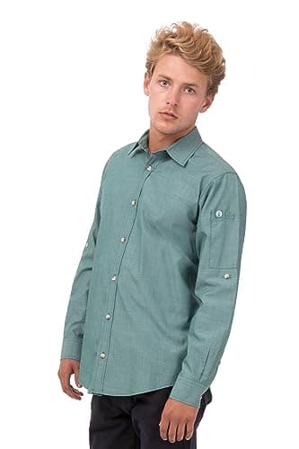 Chef Works Men's Chambray Shirt, Green Mist, Large