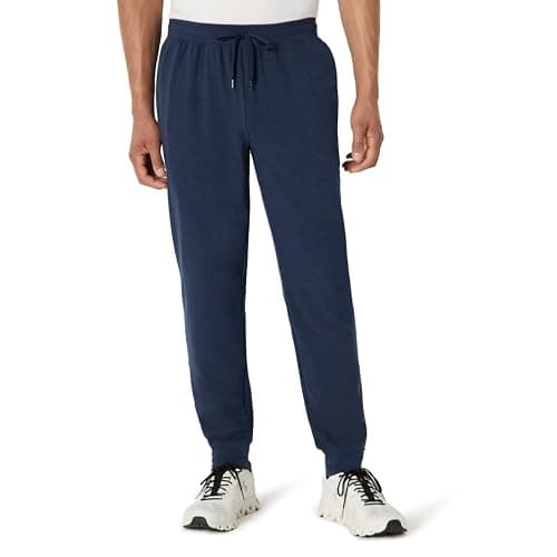 Amazon Essentials Men's Athletic Soft Performance Lightweight Gym Workout Tapered Track Jogger Sweatpants, Space Dye Navy, Medium