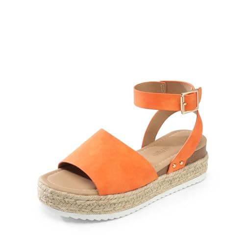 DREAM PAIRS Women's Platform Espadrilles Casual Ankle Strap Wedge Sandals Comfortable Dressy Summer Shoes,Size 6,Orange,SDPW2359W
