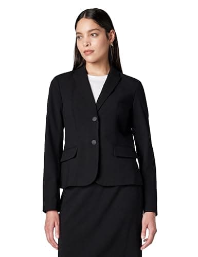 Calvin Klein Women's Two Button Lux Suit Blazer, Black, 8