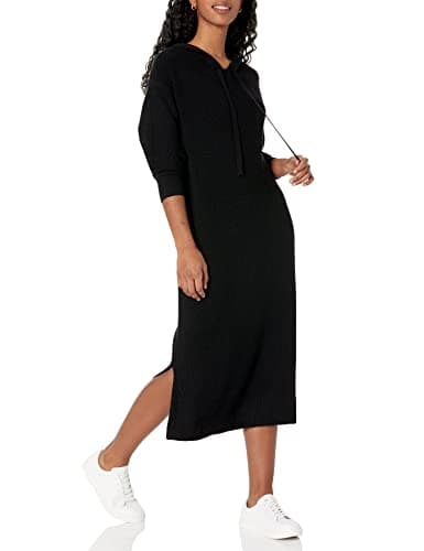 The Drop Women's Claudia Cuddle Hoodie Midi Dress, Black, S
