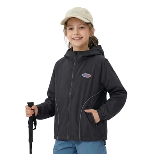 WELAKEN Lightweight Jacket for Girls Kid Teen Waterproof Windbreaker Hooded Rain Coats with Pockets