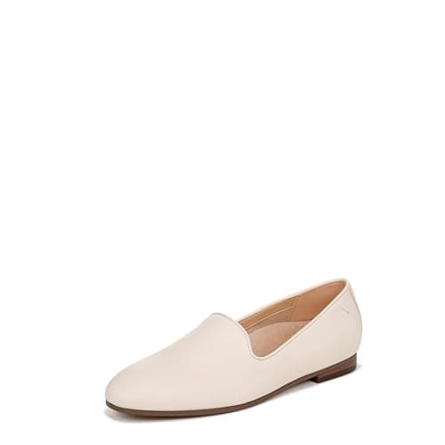 Vionic Women’s North Willa Comfort Flats- Supportive Slip-On Walking Flats with Arch Support Cream White Leather 9.5 Wide