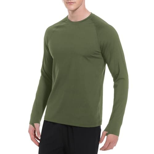 Cagola Men's Fleece Lined Long Sleeve T Shirts Mid-Weight Thermal Crewneck Underwear Pullover Warm Base Layer Tops for Cold Weather Army Green 3XL