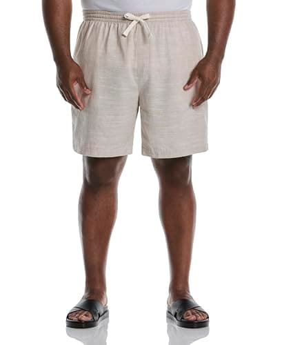 Cubavera Men's Big and Tall Linen Blend 8" Cross Dyed Slub Short, Island Fossil, 4X-Large Big Tall