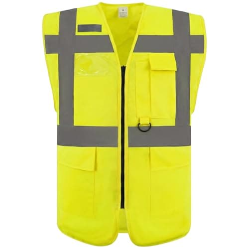 wefeyuv Reflective Safety Vest High Visibility Class 2 Vest with Pockets for Women Men Meets ANSI Standards Yellow Large
