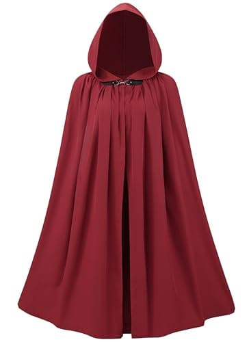 KNELOR Mens Womens Medieval Knight Hooded Cloak, Unisex Halloween Renaissance Cape with hood Cosplay Costume