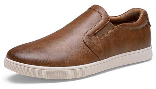 Jousen Men's Slip On Shoes Casual Lightweight Sneakers 3051A Brown 11