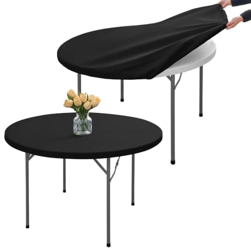 RichSets Small Fitted Round Table Cover, Cocktail Tablecloth, Elastic Edge