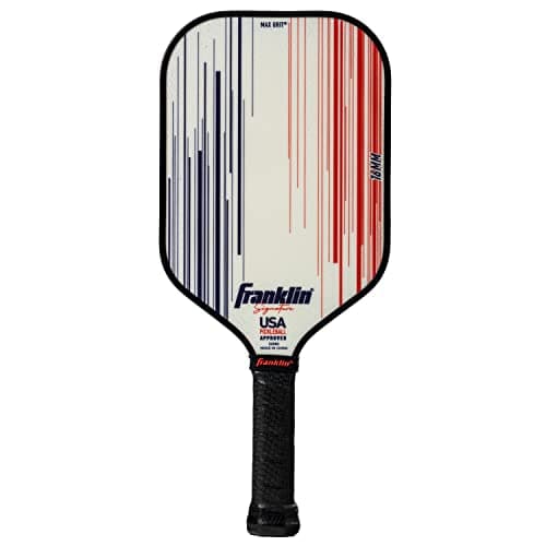 Franklin Sports Pro Pickleball Paddles - Signature Series Pro Paddle with MaxGrit Surface - USA Pickleball (USAPA) Approved Tournament Racket - 16mm Polypropylene Core - White