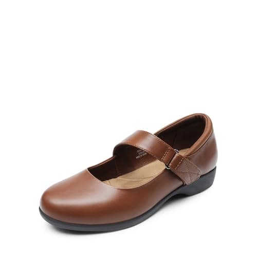 DREAM PAIRS Womens Ballet Mary Jane Flats, Comfortable Business Office Dress Shoes for Women Dressy and Work with Ankle Strap,Size 6,Brown,SDFA2407W