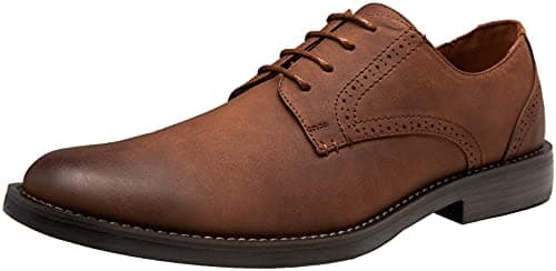 Jousen Mens Dress Shoes Suede Plain Toe Business Casual Oxford Shoes Dark Brown Dress Shoes for Men (AMY624 Dark Brown 11.5)