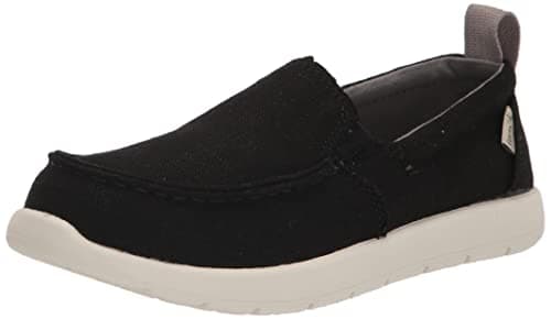 Sanuk Kids Lil Sidewalk Surfer Lite | Slip On Shoes for Kids | Comfort Footbed | Easy on Easy Off Youth Sneakers, Black, 5