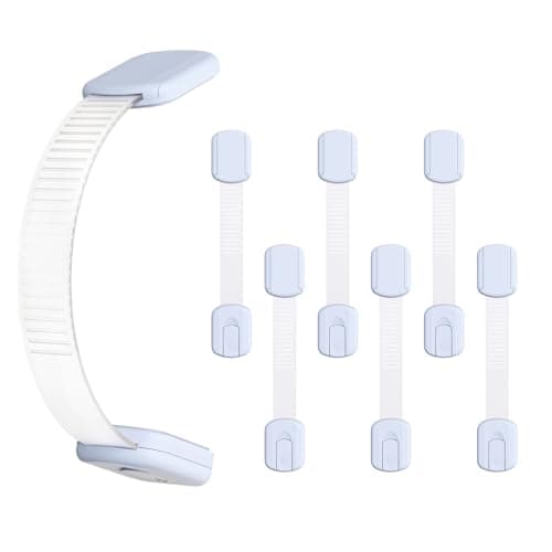 10-Pack Child Safety Cabinet Locks，Adjustable No Drilling Baby Proofing Strap Latches for Drawers,Cupboard,Cabinets,Fridge,Toilet Seat,Door,Closet–No Tool Easy 3M Adhesive Installation