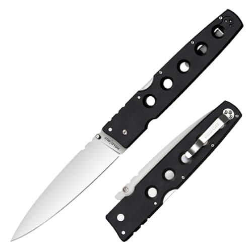 Cold Steel Hold Out 6" S35VN Plain Blade 7.2" G-10 Handle Everyday Carry Pocket Folding Knife w/Tri-Ad Lock, Pocket Clip