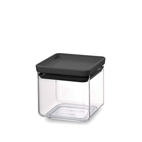 Brabantia Tasty+ Stackable Food Canister (Dark Gray / 0.18 Gal) BPA-Free Space-Saving Durable Jar with Silicone Seal Lid for Freshness