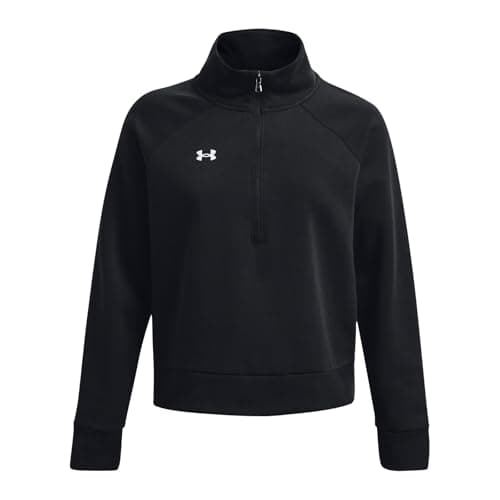 Under Armour womens Rival Fleece Half Zip, (001) Black / / White, 3X