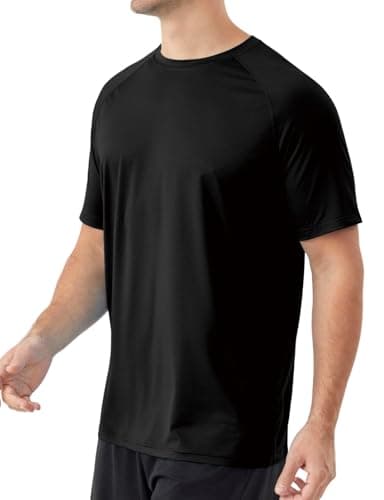 Upocool Men's UPF 50+ Sun Protection Swim Shirt Rash Guard SPF UV Black S