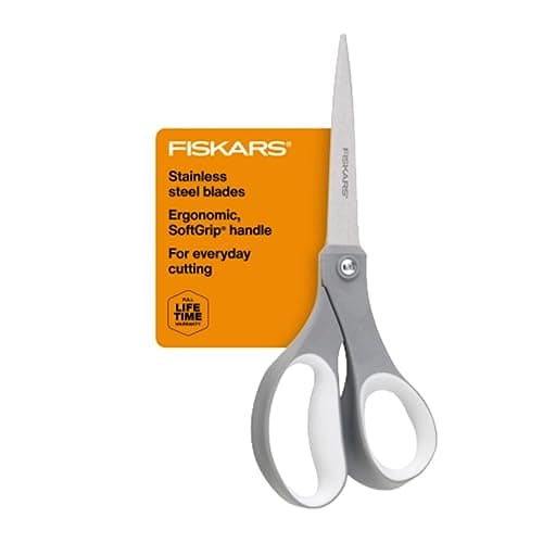 Fiskars 8" SoftGrip Everyday All Purpose Scissors, Office & Crafts, Grey