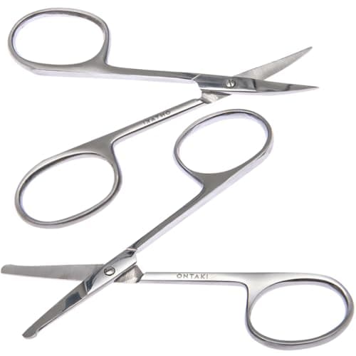 Ontaki Curved & Rounded Facial Hair Scissors - Silver, Ambidextrous - Precision Curved Mustache Trimming Scissors - Versatile Beard Nose Trimmer - Professional Alloy Steel Mustache Grooming