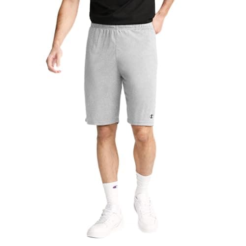 Champion Men's Lounge Shorts, Standard Fit, 9 Inch Inseam, Lightweight 100% Cotton, Available in Regular and Big & Tall, New Manhattan Mist Heather, Small