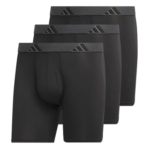 adidas Men's Microfiber 3-pack Boxer Brief, Performance Boxer Briefs Underwear Pack for Men, Black/Onix Grey/Black/Microfiber, Small