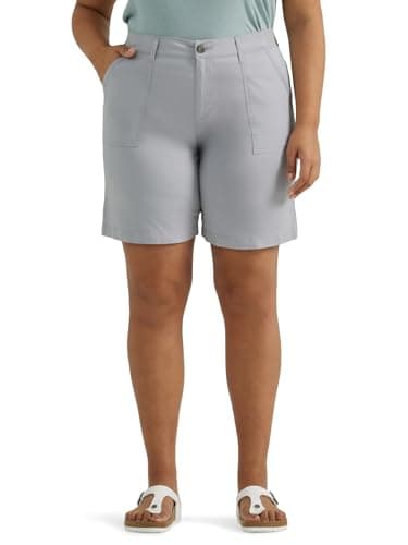 Lee Women's Plus Size Ultra Lux Comfort with Flex-to-Go Utility Bermuda Short Material Gray 18 Plus